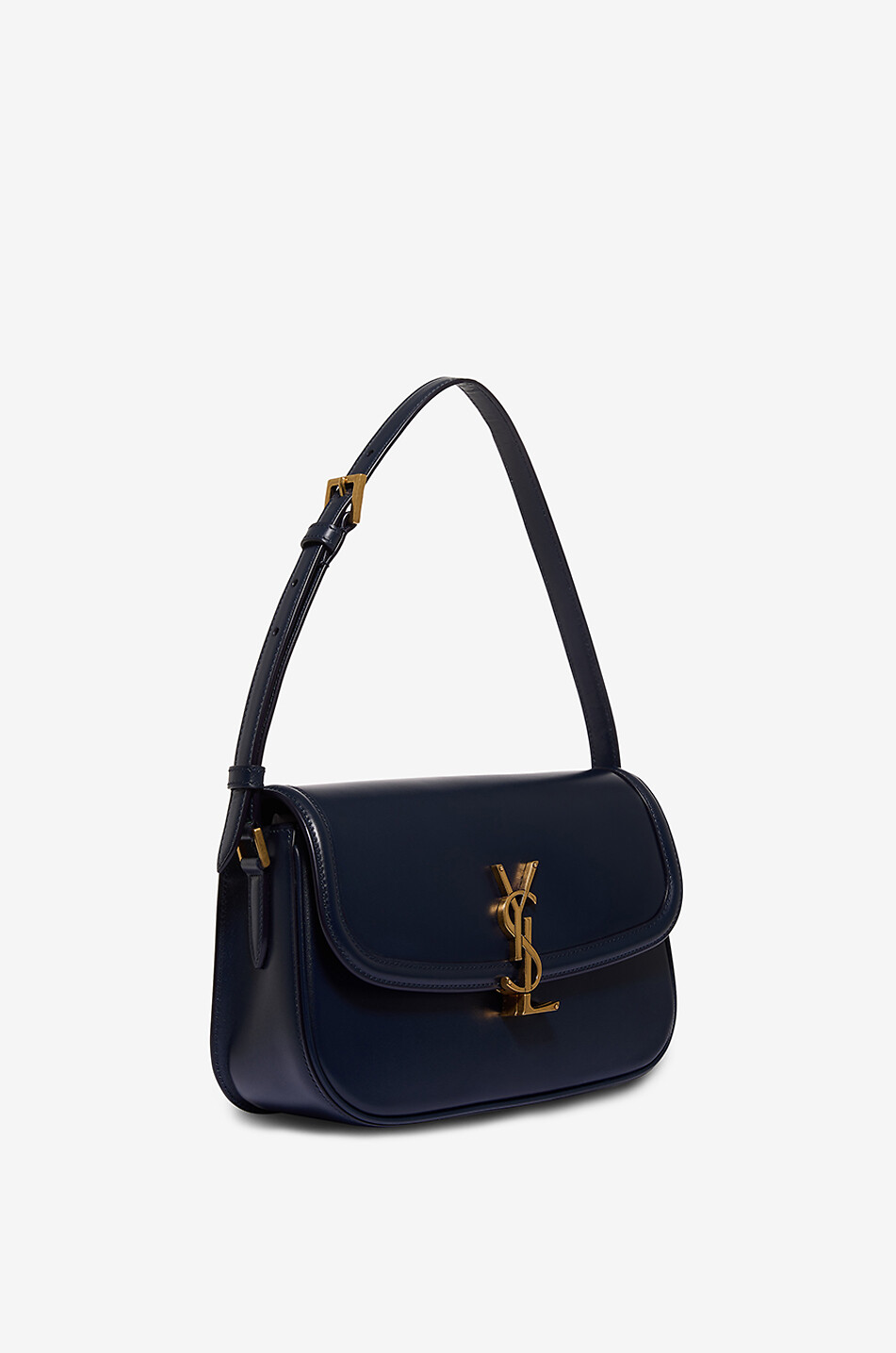 SAINT LAURENT PARIS Sac porté épaule en cuir lisse Solferino Medium Femme BLEU 2