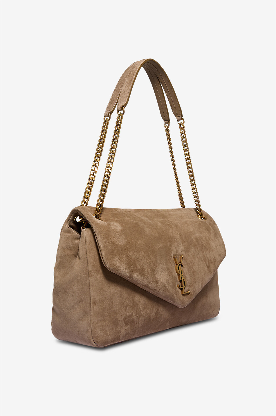 SAINT LAURENT PARIS Calypso Large suede shoulder bag Women BEIGE 2