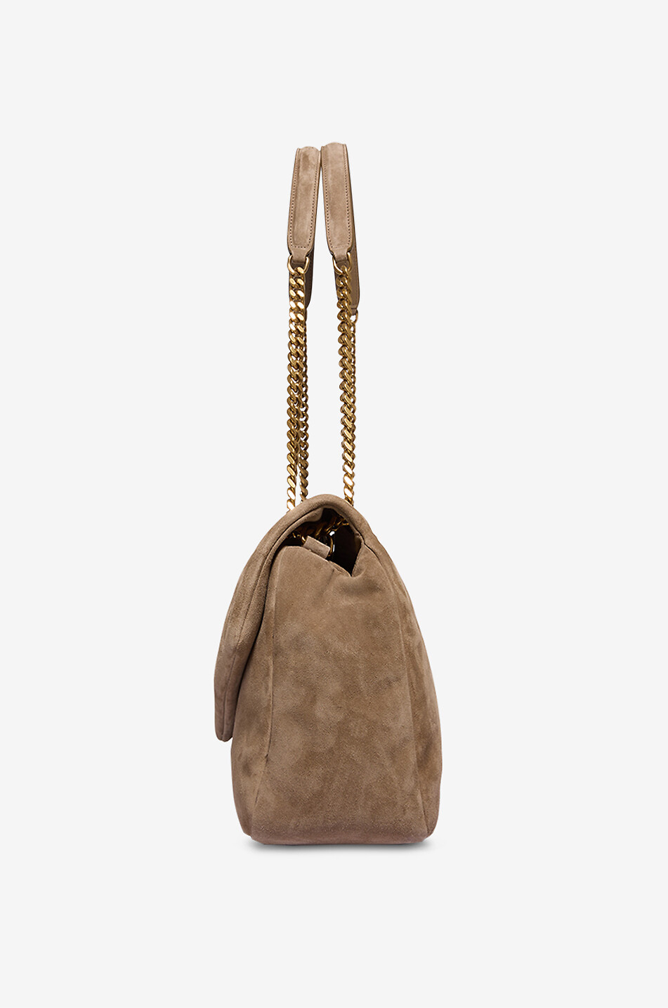 SAINT LAURENT PARIS Calypso Large suede shoulder bag Women BEIGE 4