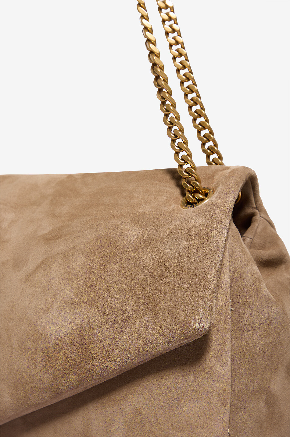 SAINT LAURENT PARIS Calypso Large suede shoulder bag Women BEIGE 5