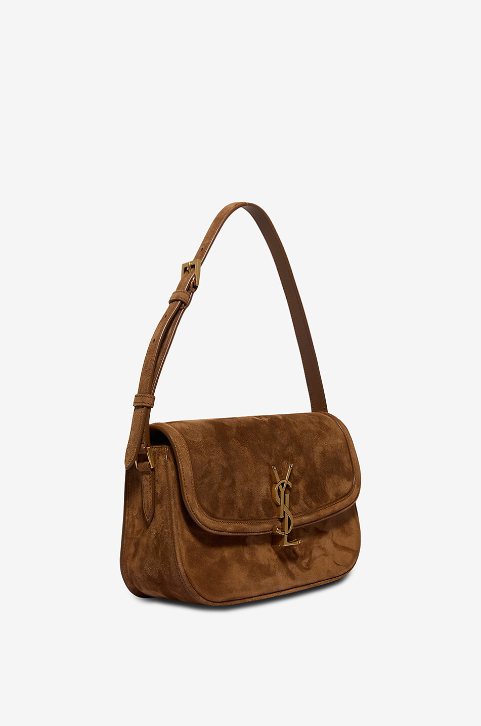 SAINT LAURENT PARIS Sac porté épaule en daim Solferino Medium Femme COGNAC 2