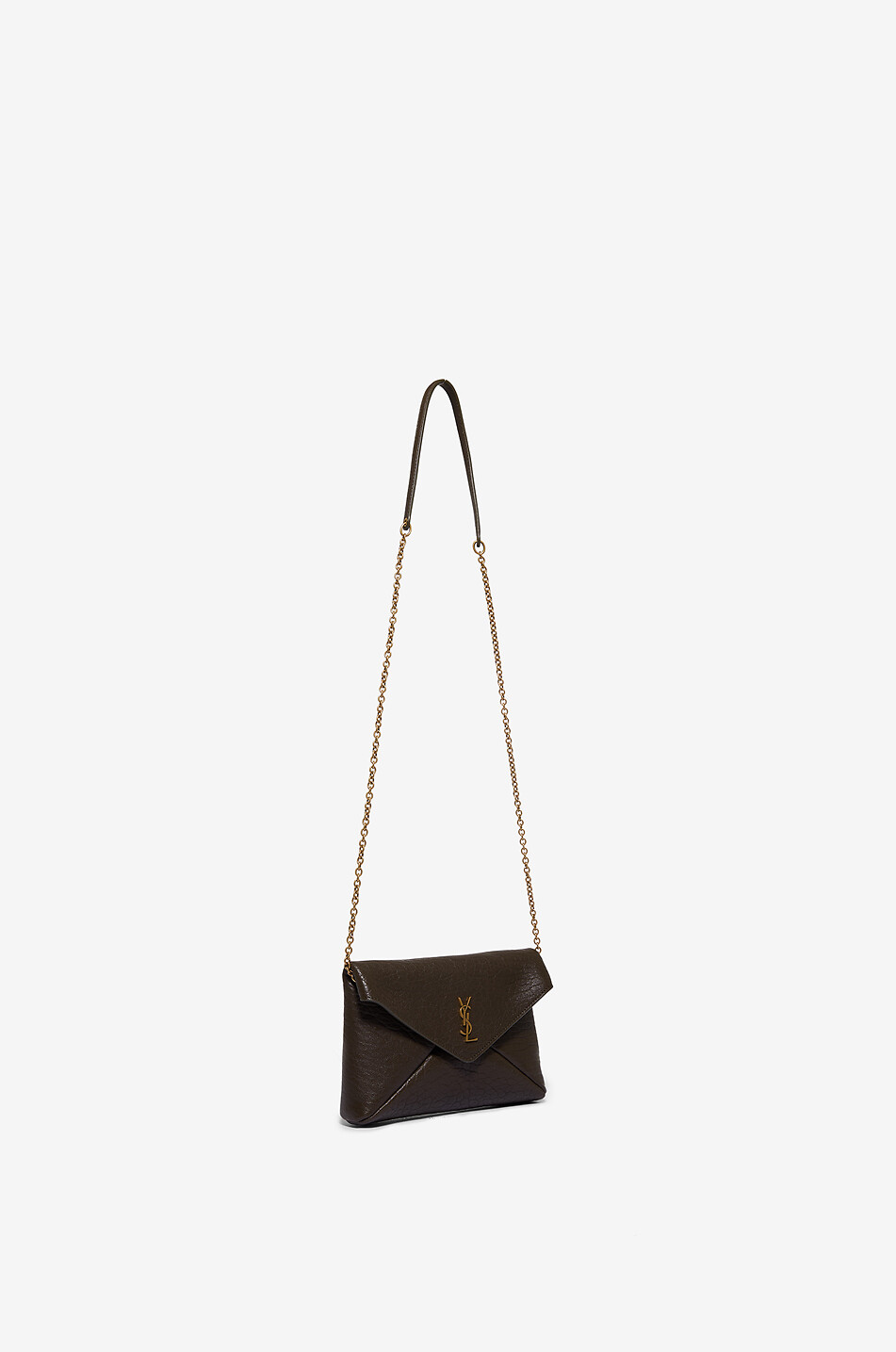 SAINT LAURENT PARIS Clutch aus genarbtem Lammleder mit Kettengurt Cassandre Damen BRAUN 2