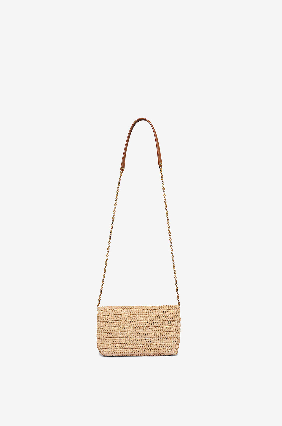 SAINT LAURENT PARIS Cassandre raffia clutch with chain strap Women BEIGE 3