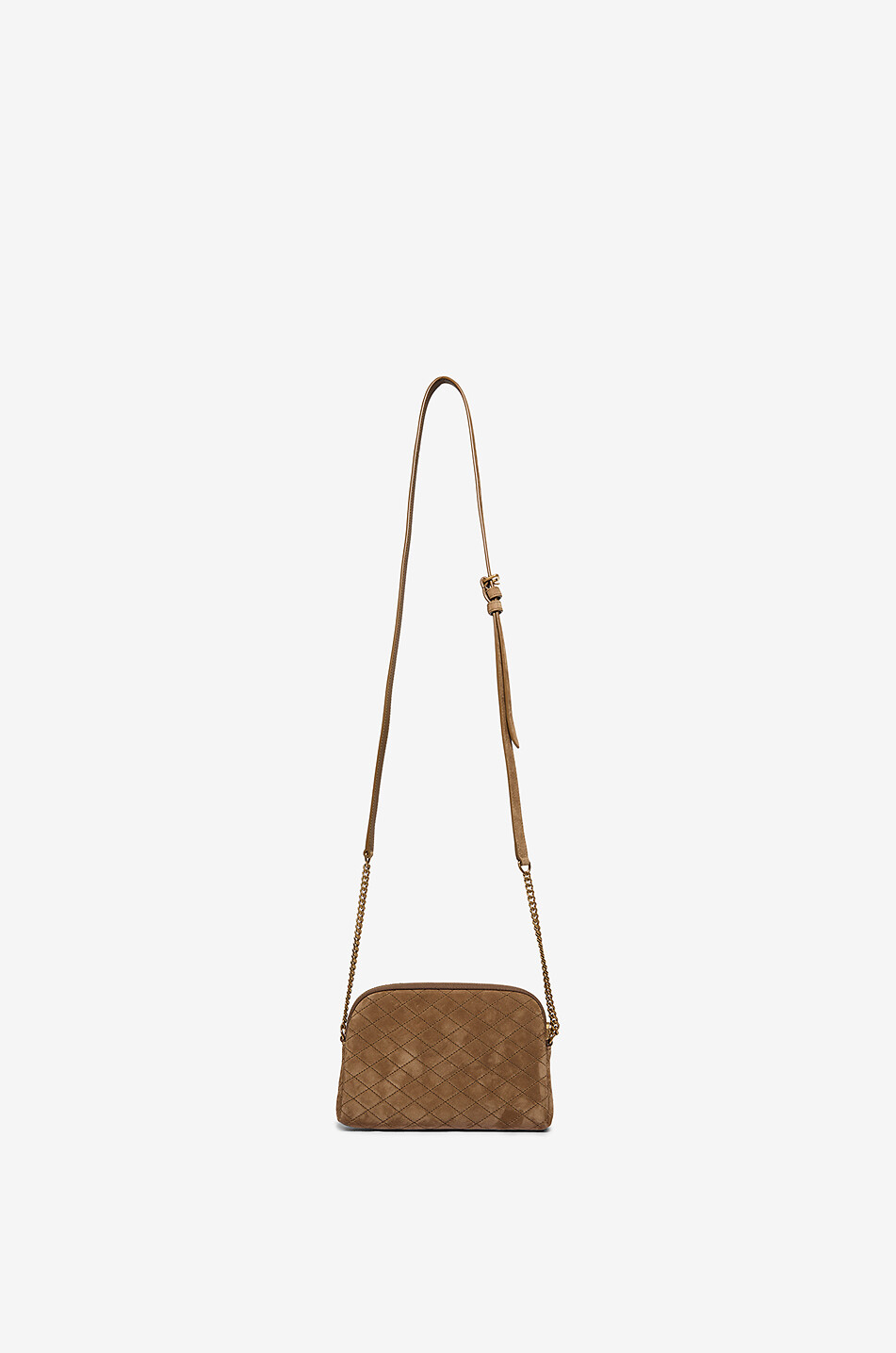 SAINT LAURENT PARIS Gaby Camera quilted suede shoulder bag Women LIGHT BROWN 3