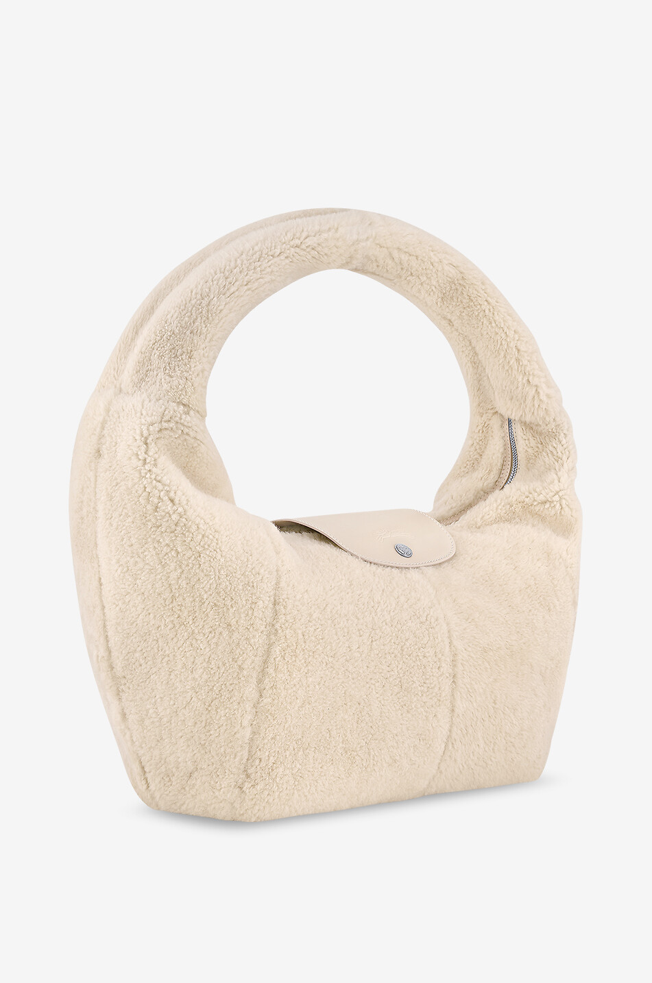 LONGCHAMP Le Pliage Xtra L shearling shoulder bag Women EGGSHELL 2