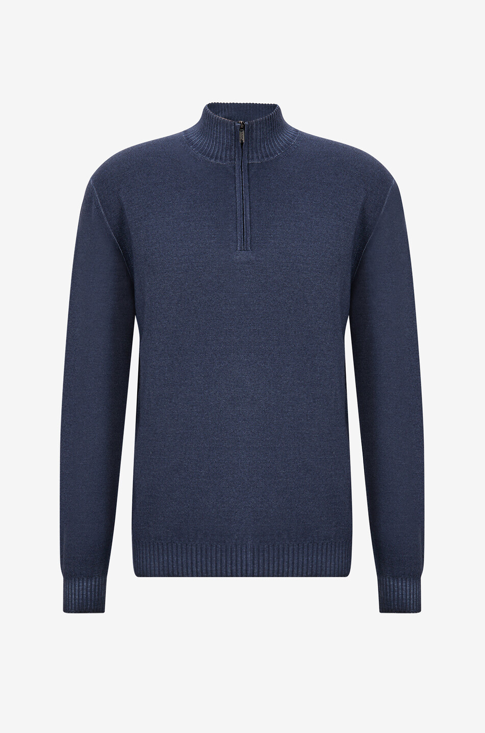 Pull en laine vierge à col montant zippé