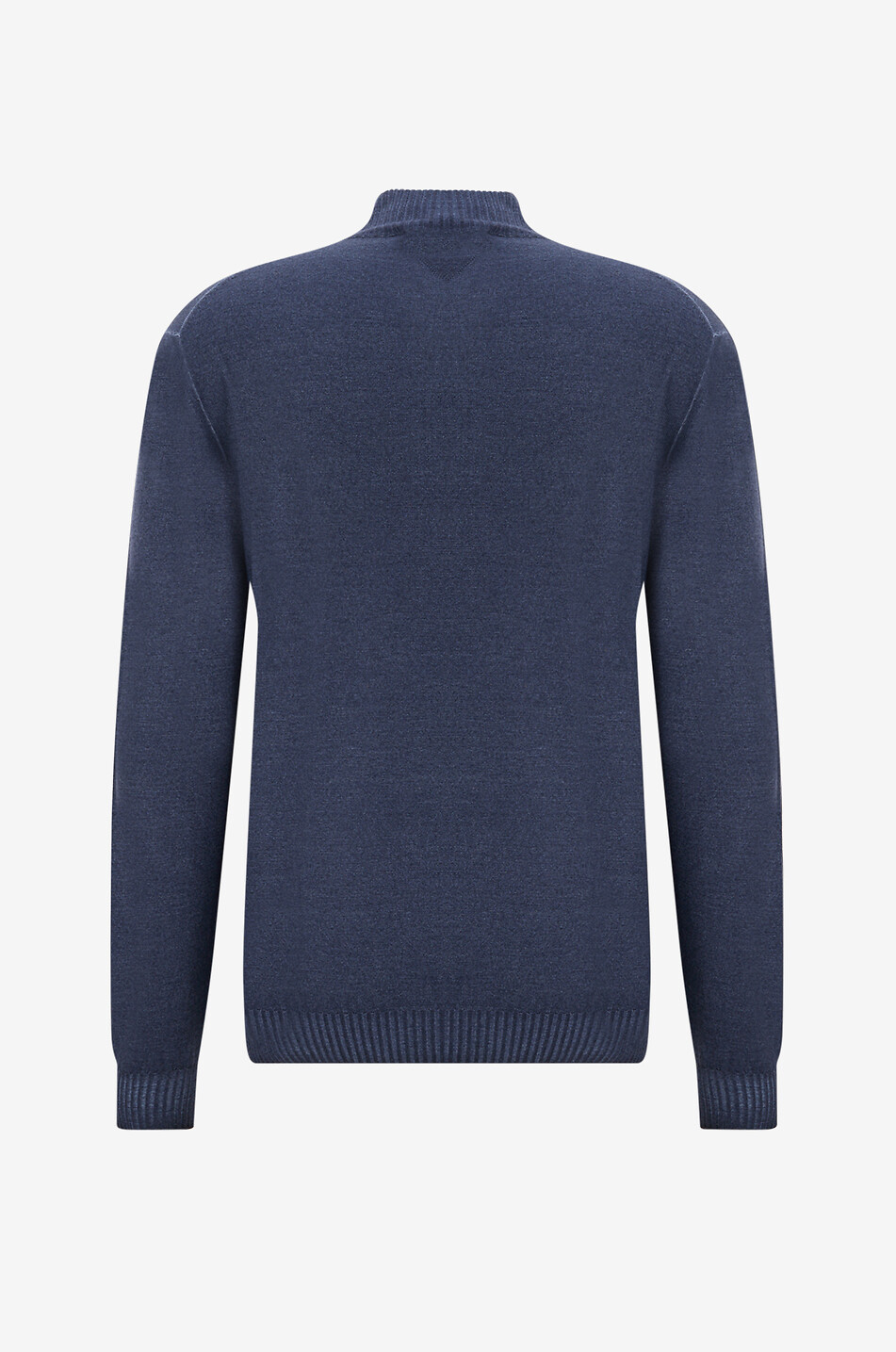 MAURIZIO BALDASSARI Pull en laine vierge à col montant zippé Homme BLEU MOYEN 2