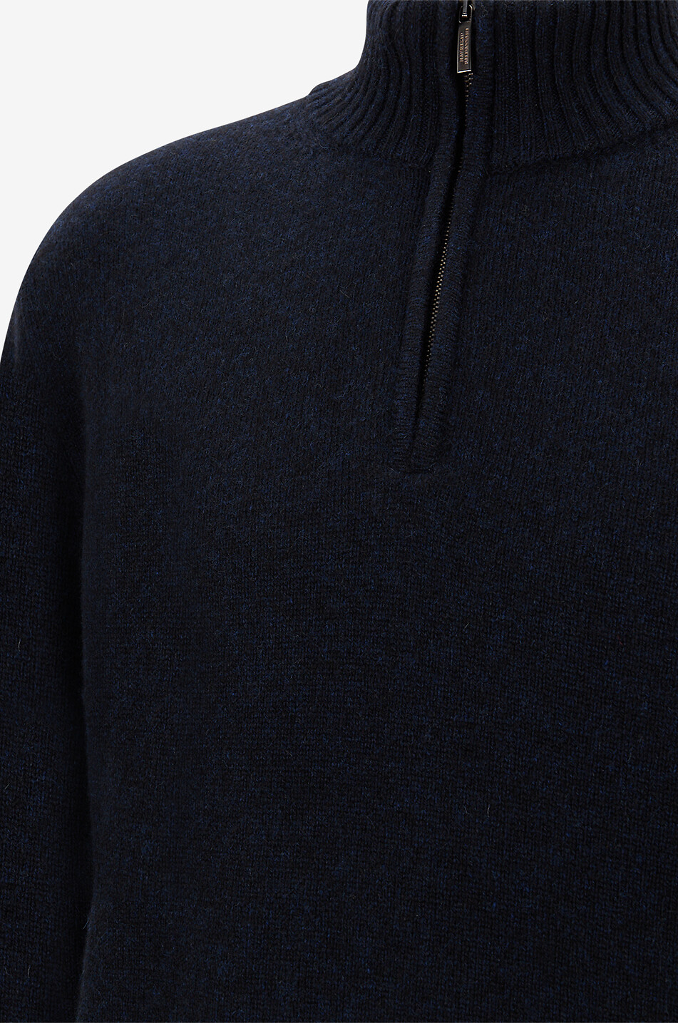 MAURIZIO BALDASSARI Pull à col montant zippé en cachemire Homme BLEU FONCE 3