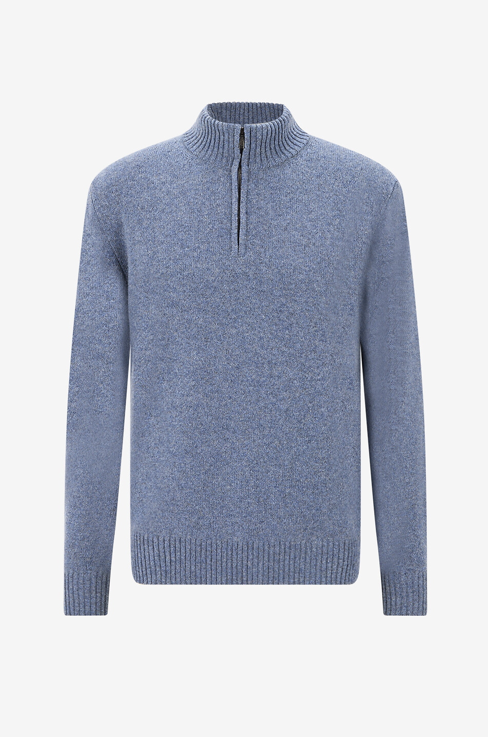 MAURIZIO BALDASSARI Pull à col montant zippé en cachemire Homme BLEU MOYEN 1
