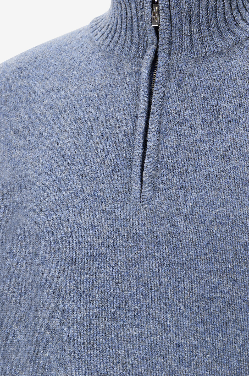 MAURIZIO BALDASSARI Pull à col montant zippé en cachemire Homme BLEU MOYEN 3