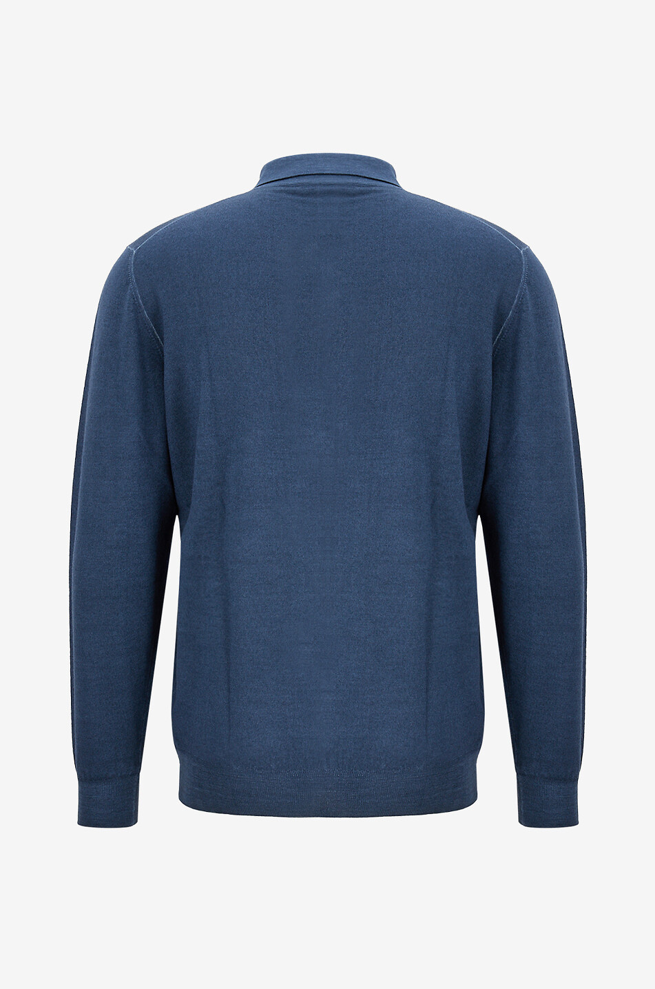 FEDELI Feines Merinowoll-Strick-Polohemd Herren MITTELBLAU 2