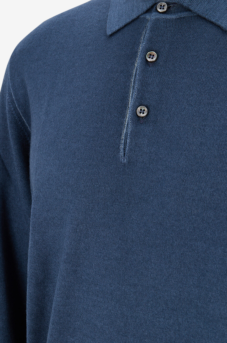 FEDELI Feines Merinowoll-Strick-Polohemd Herren MITTELBLAU 3