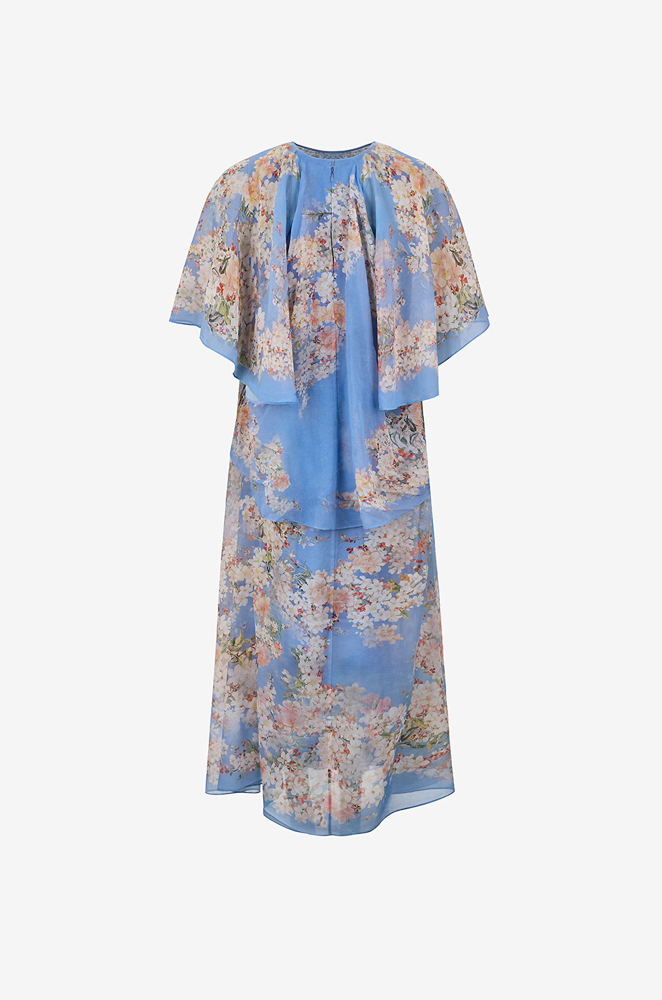 ZIMMERMANN Cascadian long floral georgette cape dress Women BLUE 2