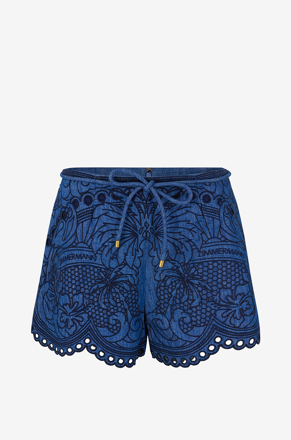 ZIMMERMANN Bestickte Shorts aus leichtem Denim Damen BLAU 1