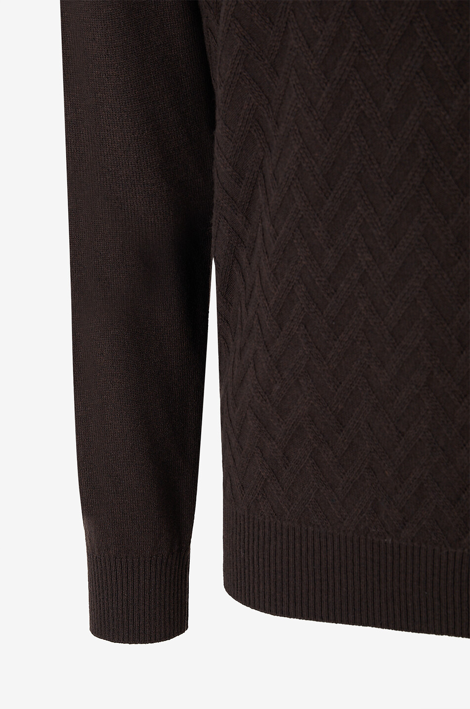 MAURIZIO BALDASSARI Pull à col rond en maille zigzag de laine et cachemire Homme MARRON FONCÉ 3