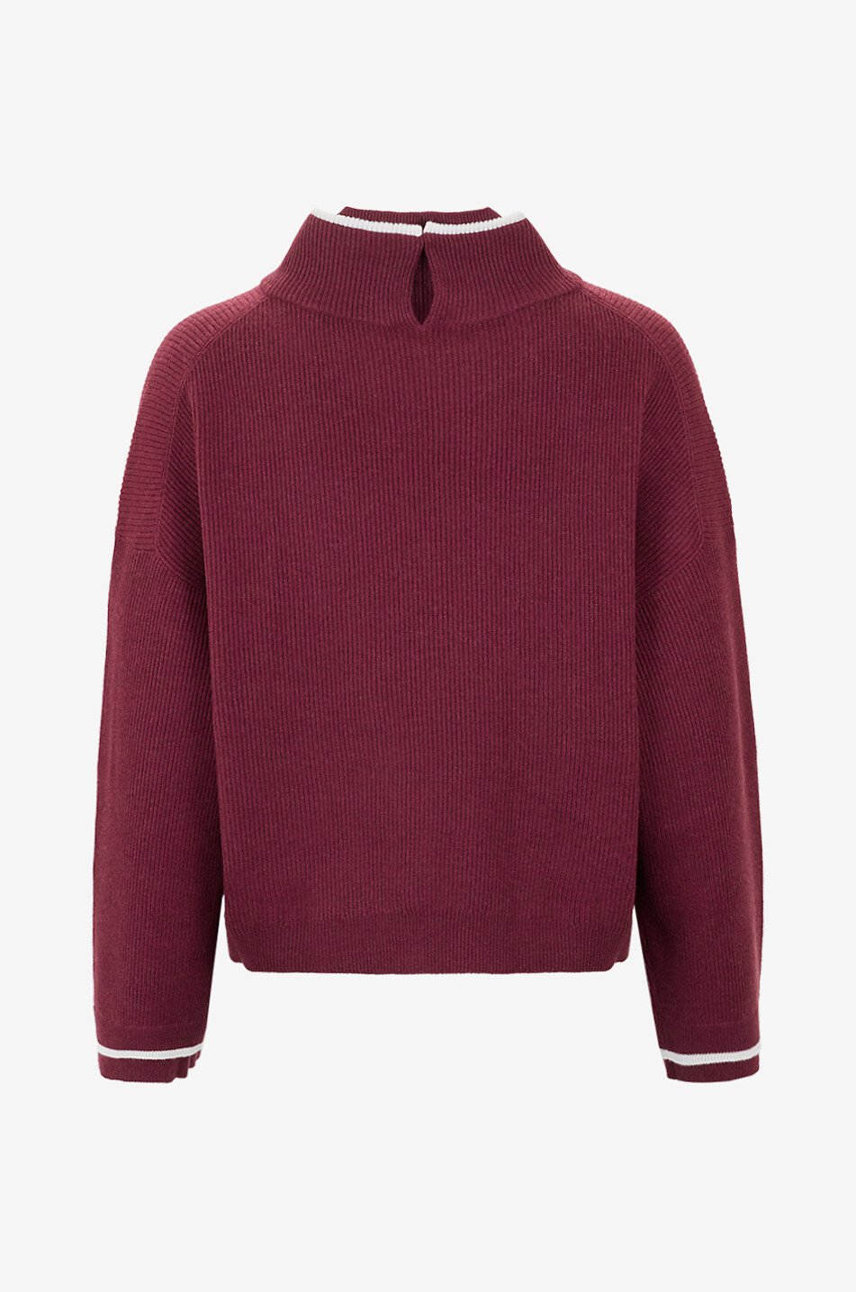 BRUNELLO CUCINELLI Pull boxy côtelé en laine mélangée à col montant Monile Femme ROUGE FONCÉ 2