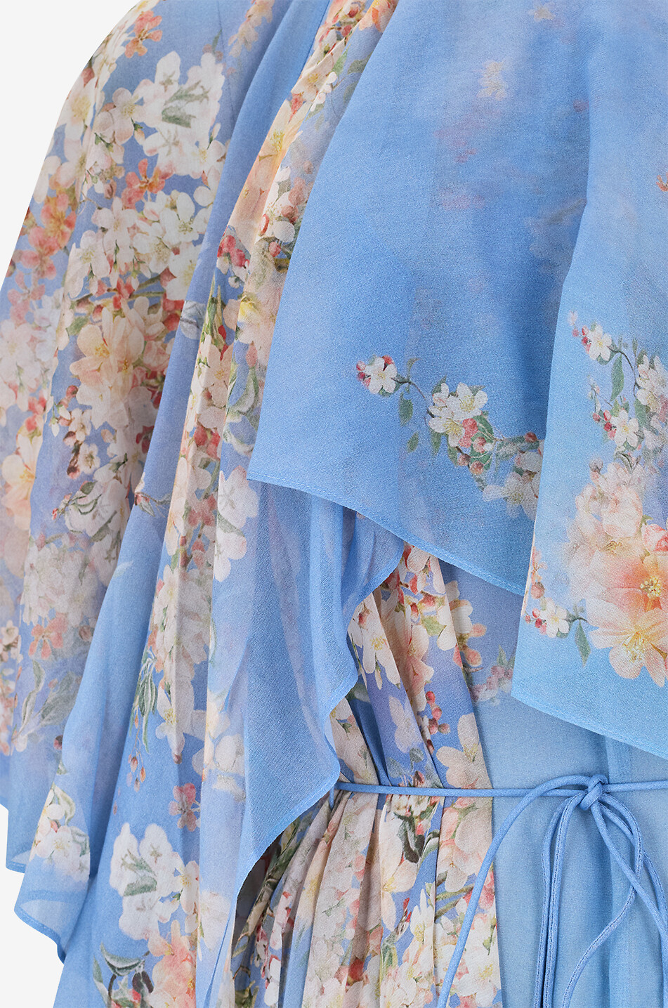 ZIMMERMANN Cascadian long floral georgette cape dress Women BLUE 3