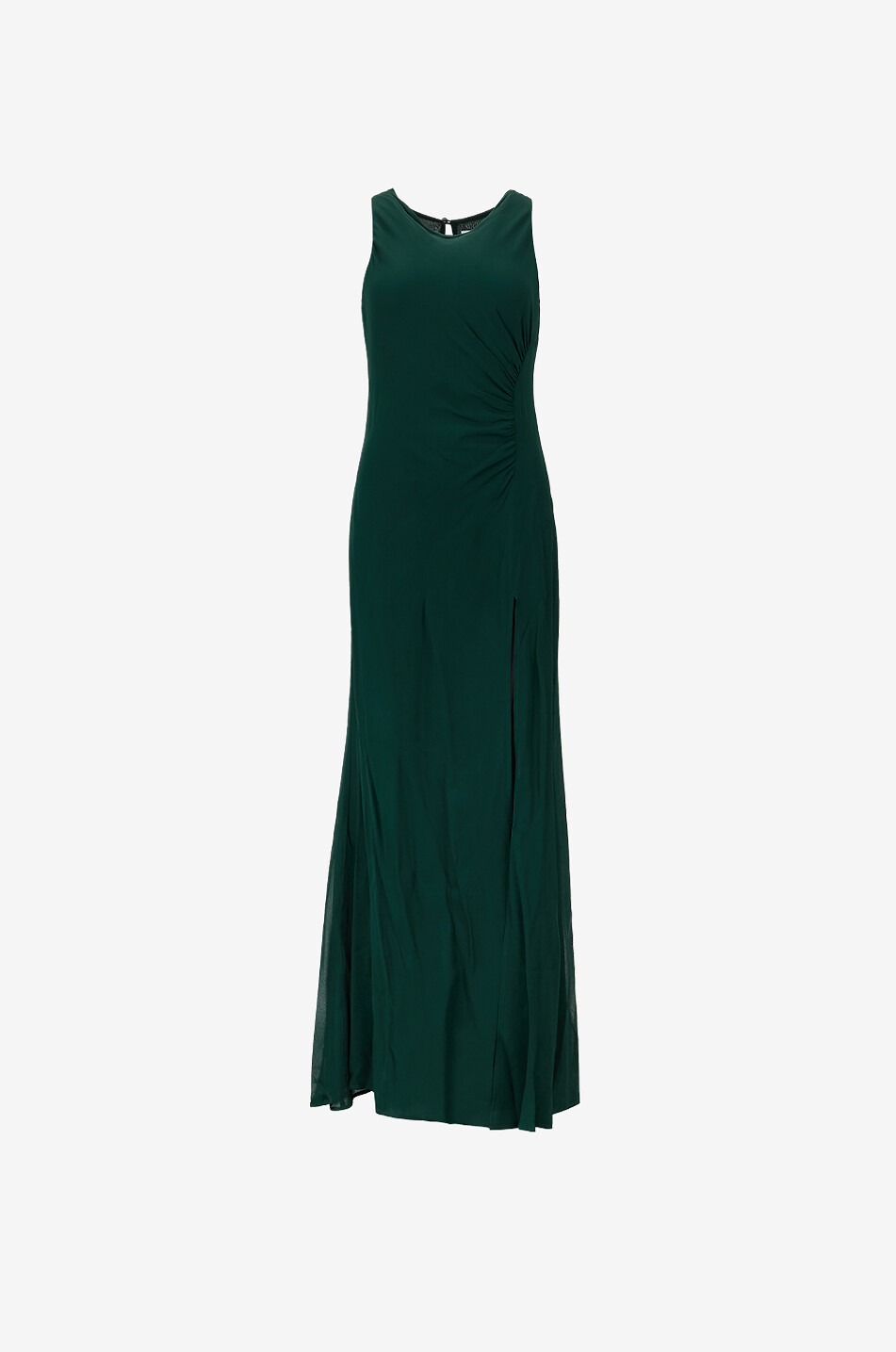 Senna Forest long draped crepe sleeveless dress