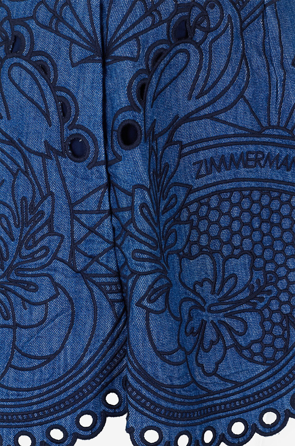 ZIMMERMANN Bestickte Shorts aus leichtem Denim Damen BLAU 3