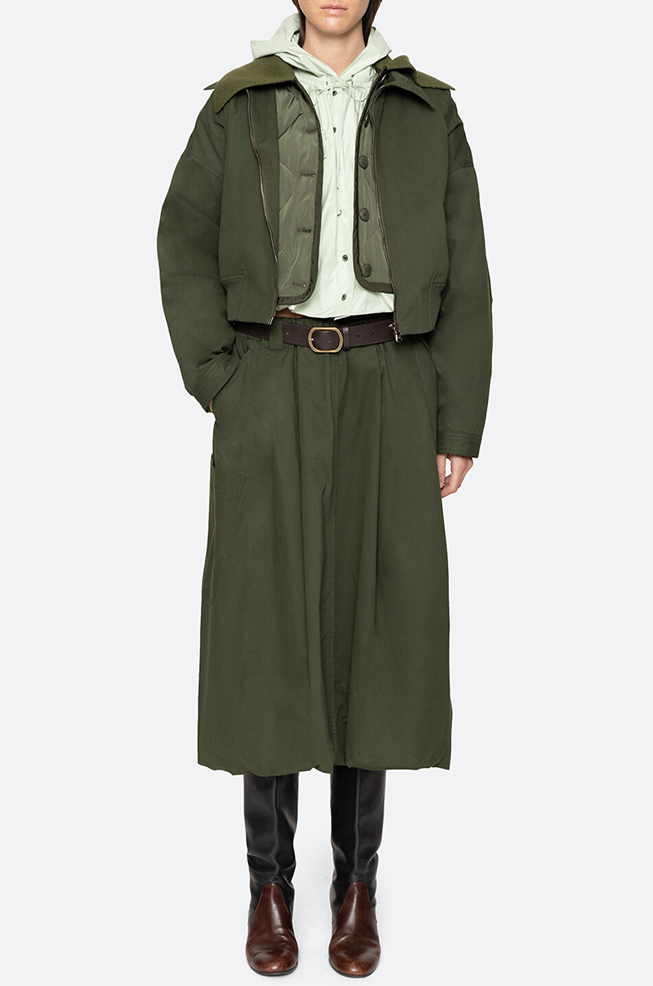 SEA Sullivan Sportswear lightweight canvas bomber jacket Women GREEN 3