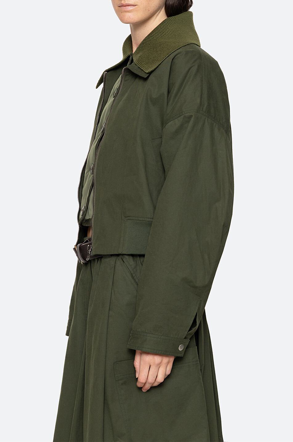 SEA Sullivan Sportswear lightweight canvas bomber jacket Women GREEN 5