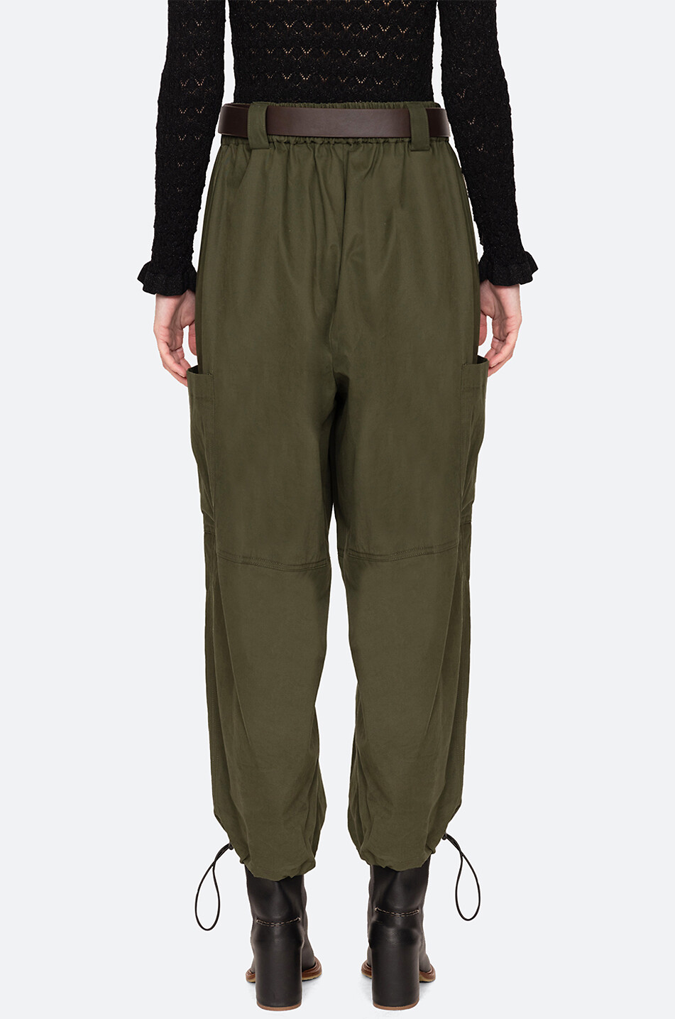 SEA Sullivan belted canvas cargo trousers Women GREEN 5