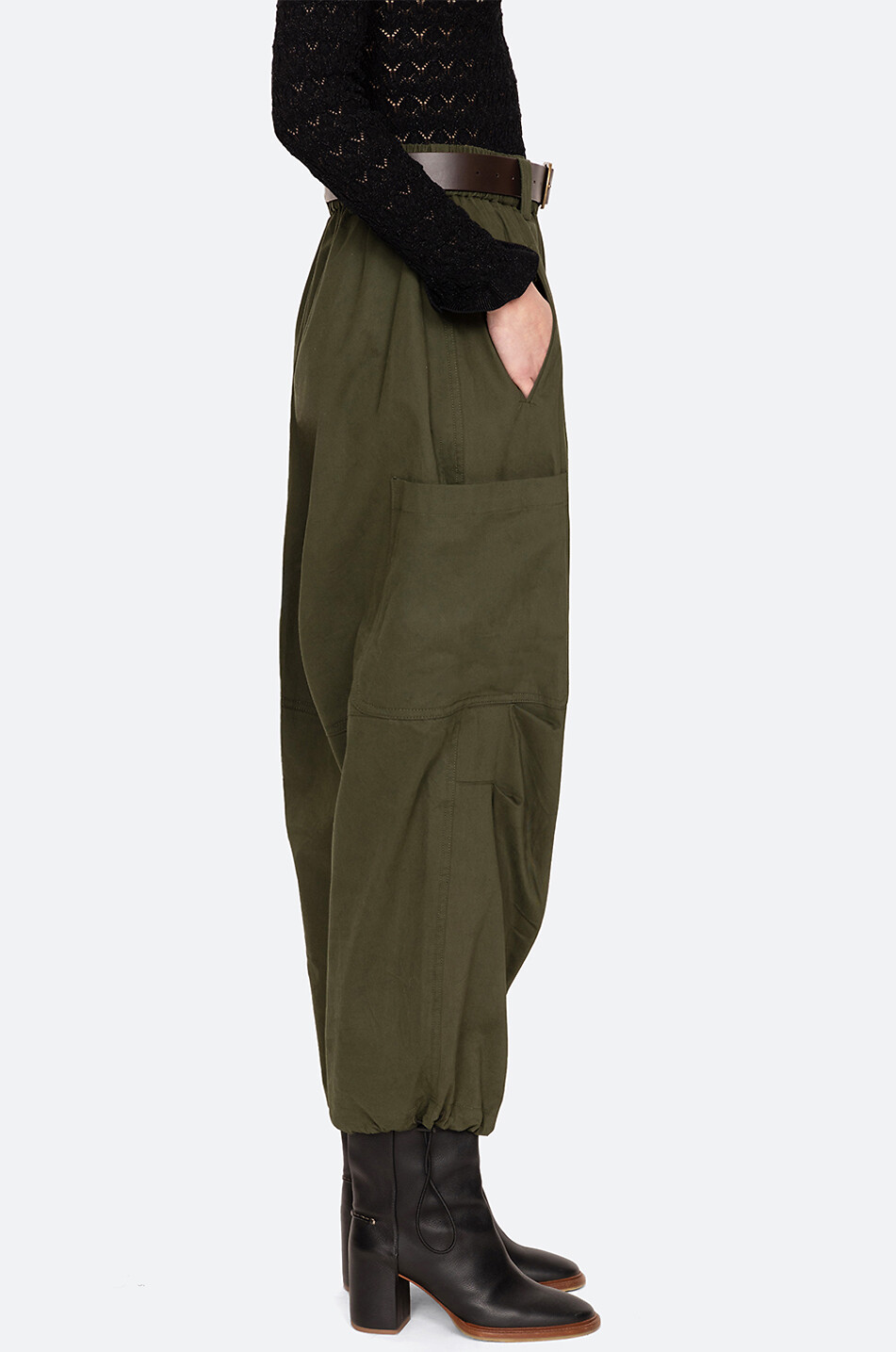 SEA Sullivan belted canvas cargo trousers Women GREEN 6