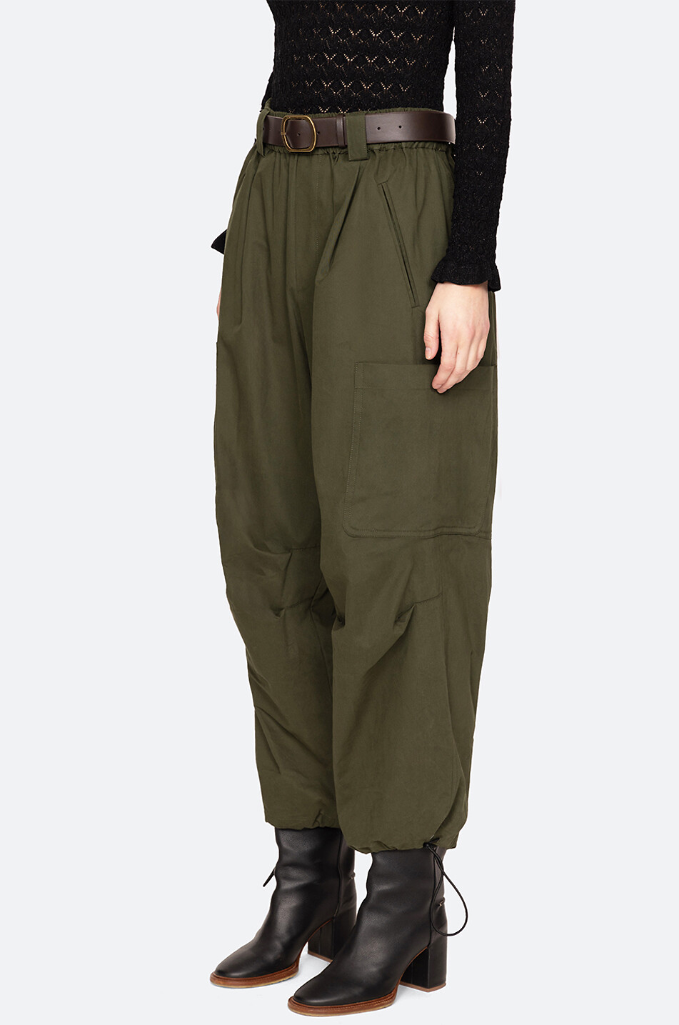 SEA Sullivan belted canvas cargo trousers Women GREEN 7