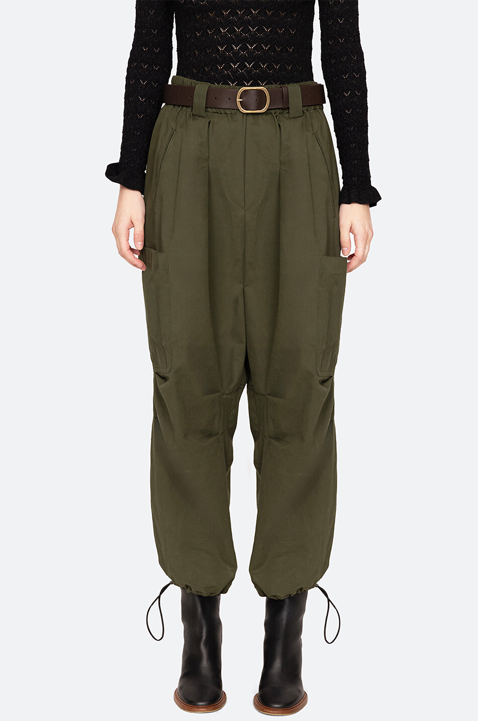 SEA Sullivan belted canvas cargo trousers Women GREEN 3