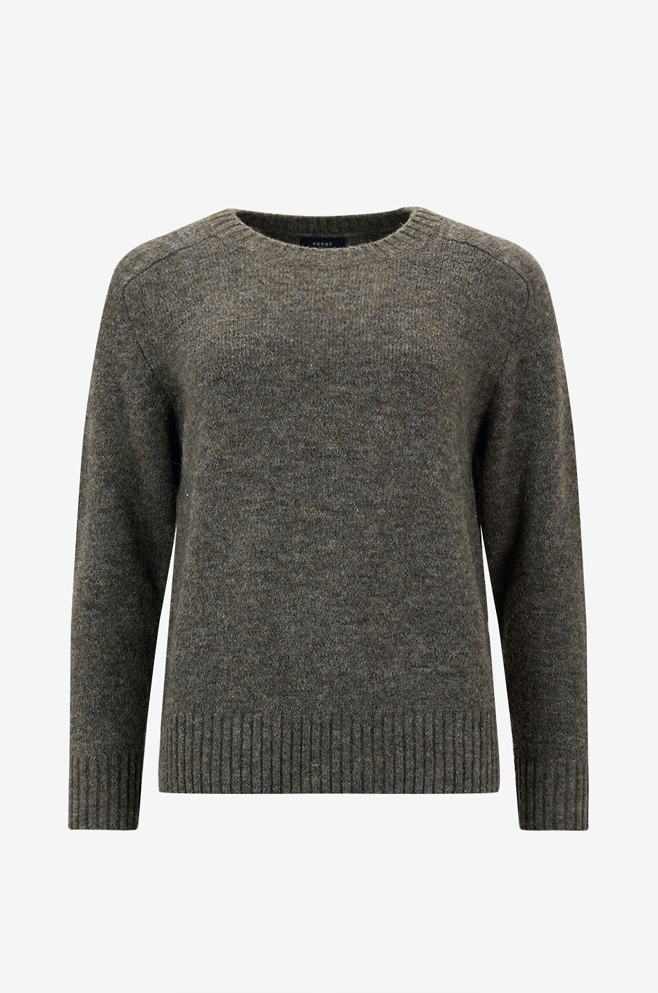 SOEUR Pull col rond en maille chinée Envie Femme KAKI 1