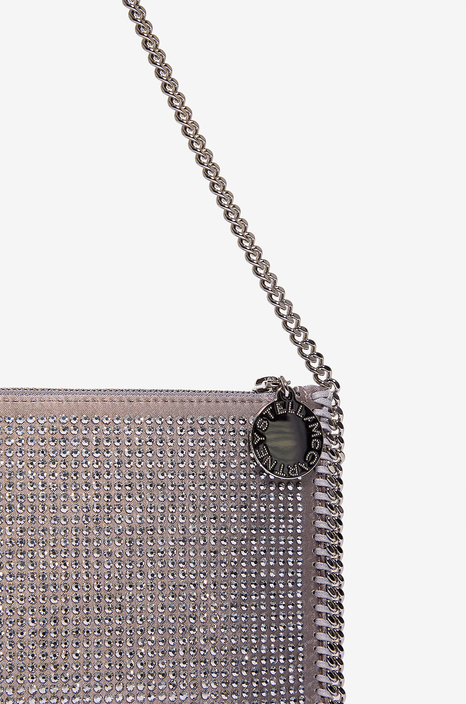 STELLA McCARTNEY Mini sac porté épaule en satin et cristaux Falabella Pochette Femme ARGENT 5