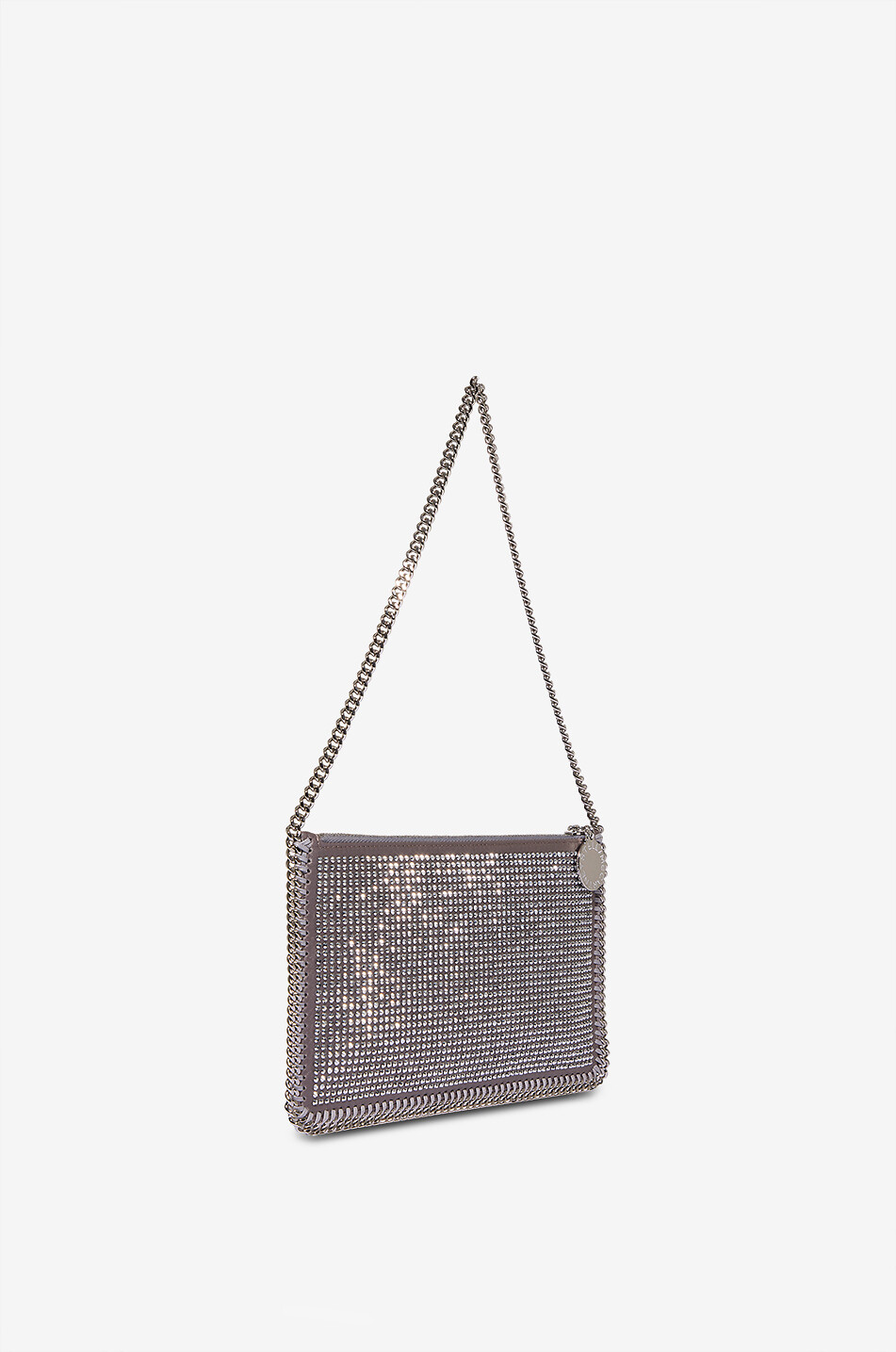 STELLA McCARTNEY Mini sac porté épaule en satin et cristaux Falabella Pochette Femme ARGENT 2