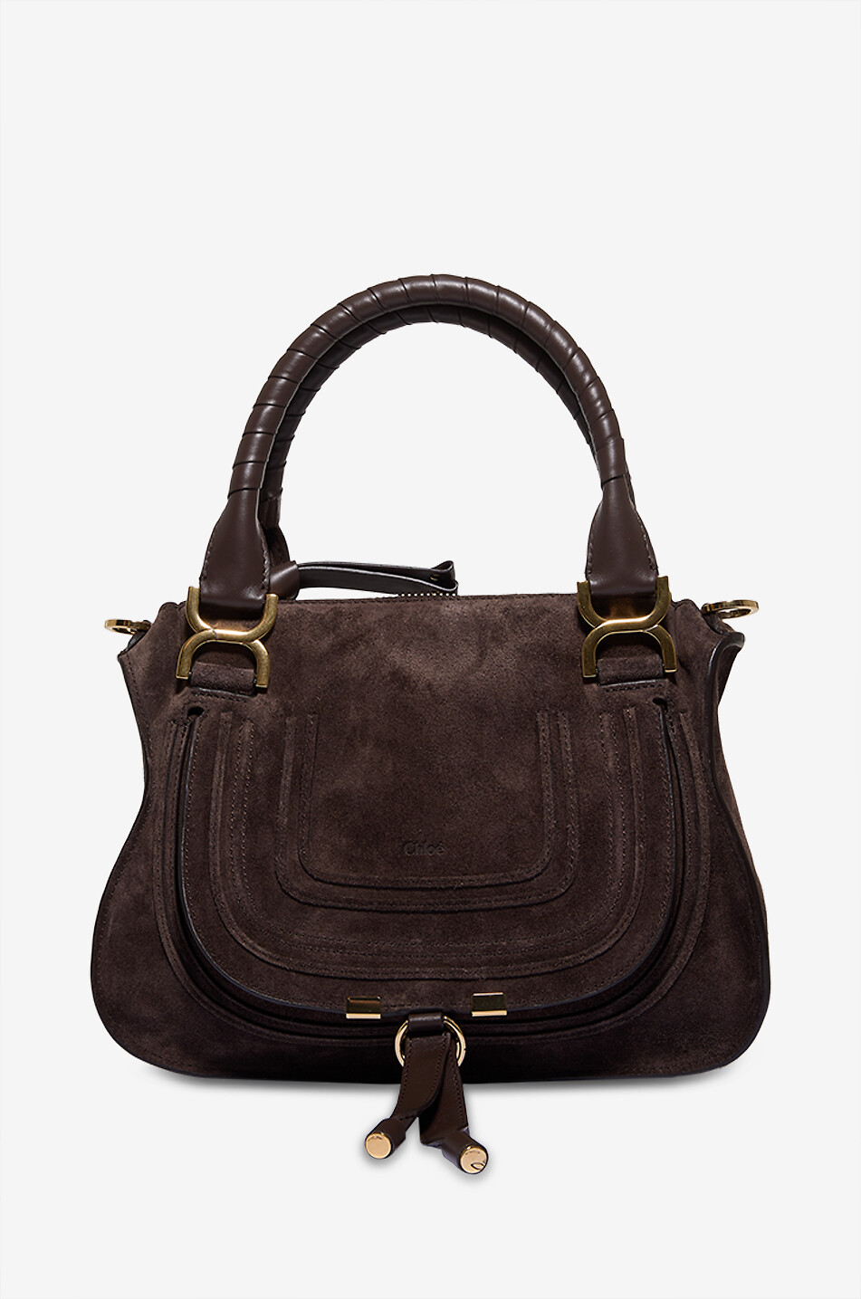 Marcie Small suede hand and shoulder bag CHLOE DARK BROWN