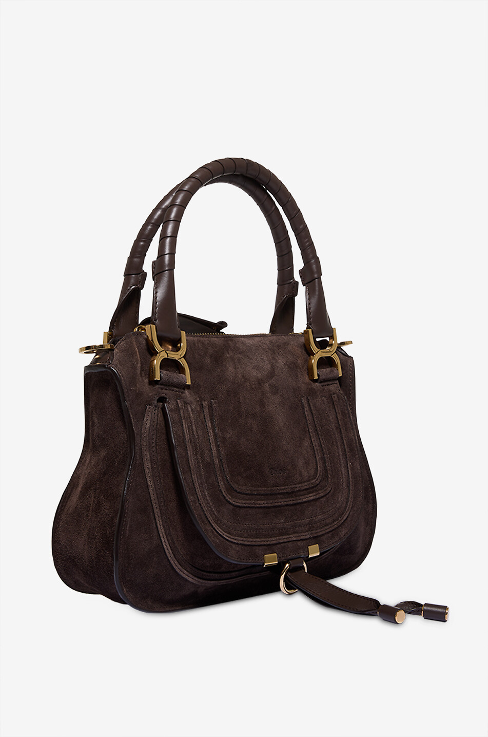 CHLOE Marcie Small suede hand and shoulder bag Women DARK BROWN 2