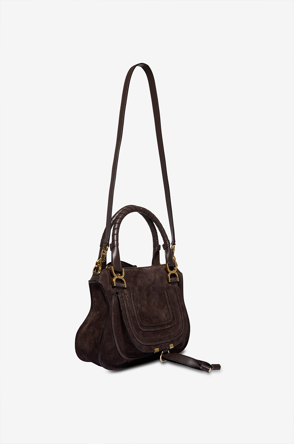 CHLOE Marcie Small suede hand and shoulder bag Women DARK BROWN 5