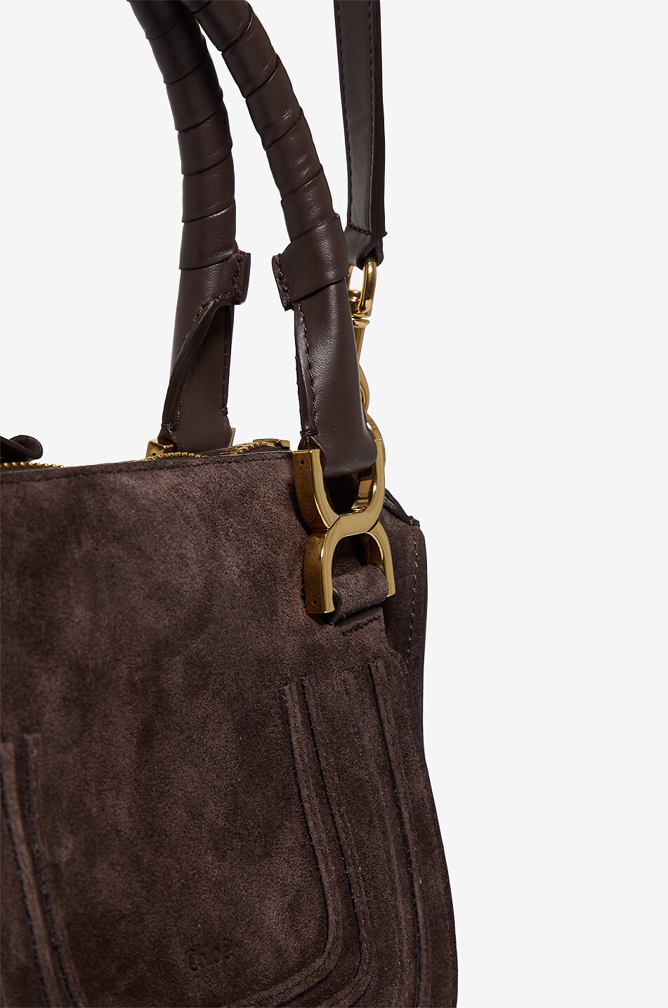 CHLOE Marcie Small suede hand and shoulder bag Women DARK BROWN 6