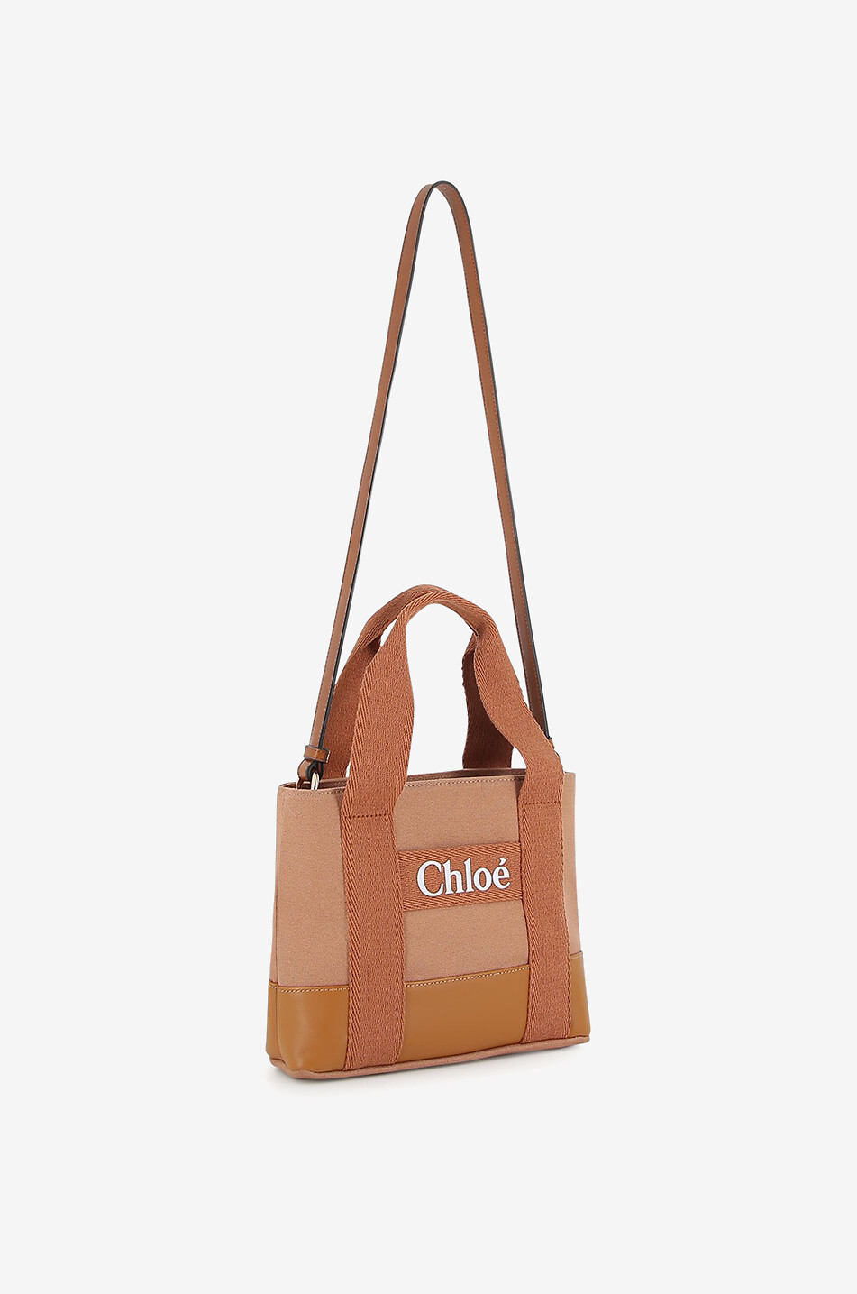 CHLOE Woody-style girls' canvas and leather tote bag Girl LIGHT BROWN 2