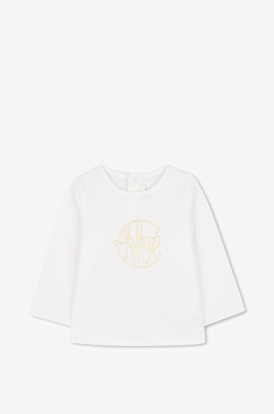 CHLOE T-shirt bébé à manches longues imprimé logo doré Bébé BLANC CASSE 1