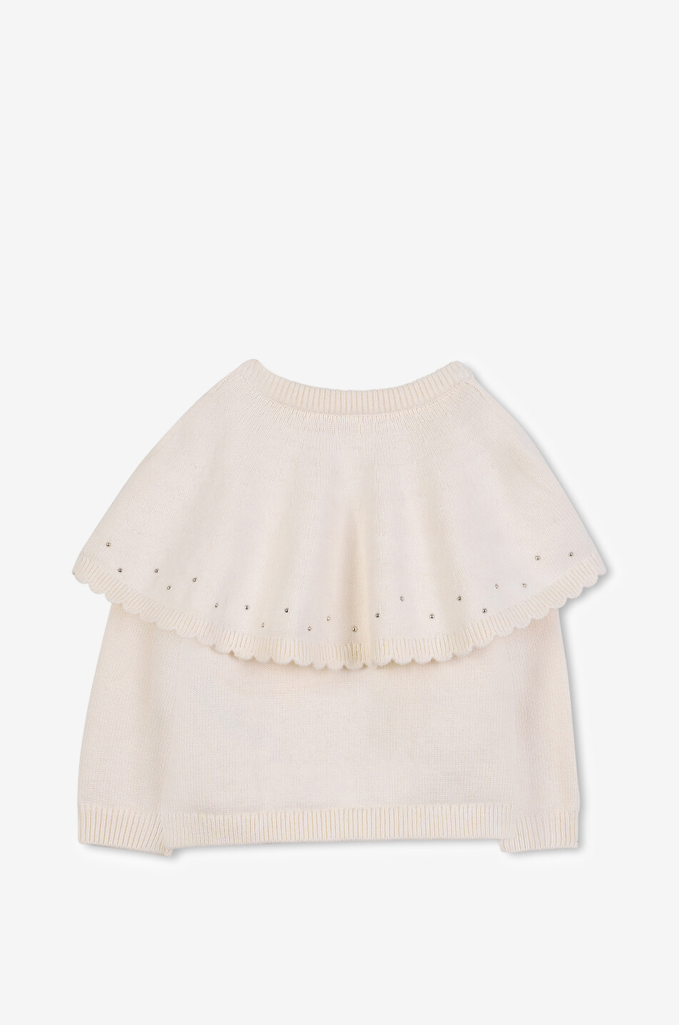 CHLOE Studded baby cape cardigan in cotton and wool Baby EGGSHELL 2