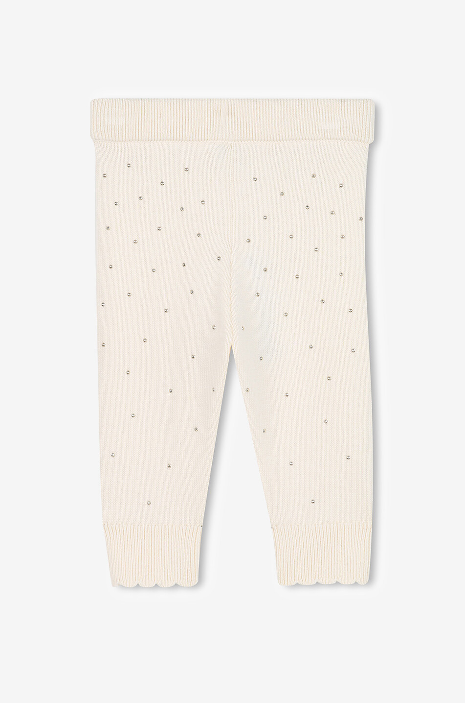CHLOE Studded baby knit trousers Baby EGGSHELL 2
