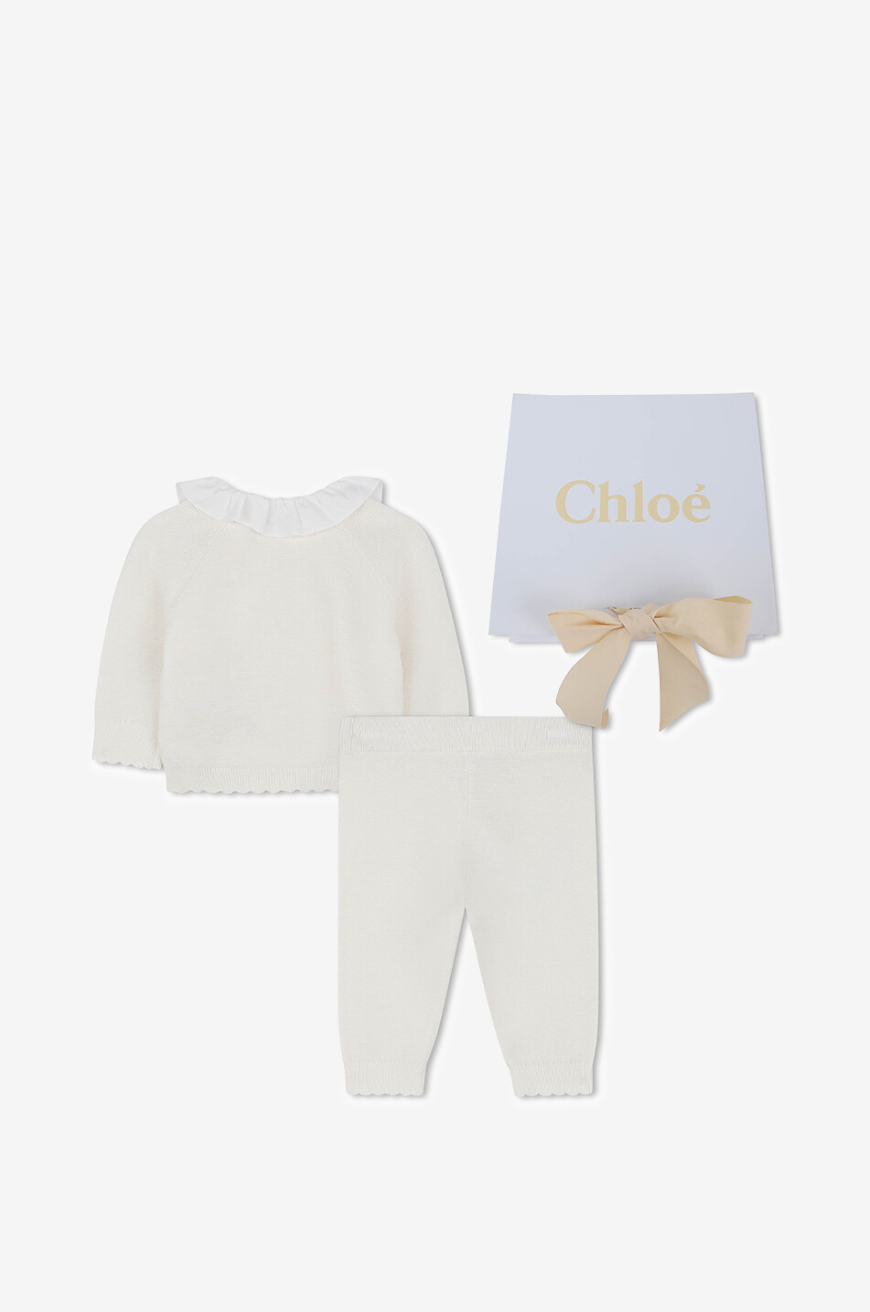 CHLOE Baby-Hose und Cardigan aus Bio-Baumwolle und Kaschmir im Geschenkset Baby CREMEFARBEN 2