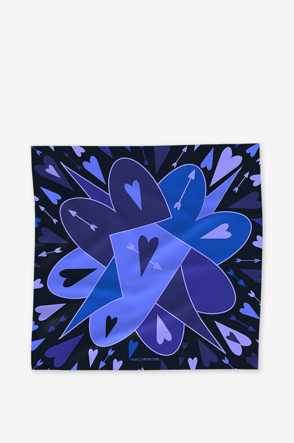 FABRIC FRONTLINE Big Bang heart print silk square Women BLUE 1