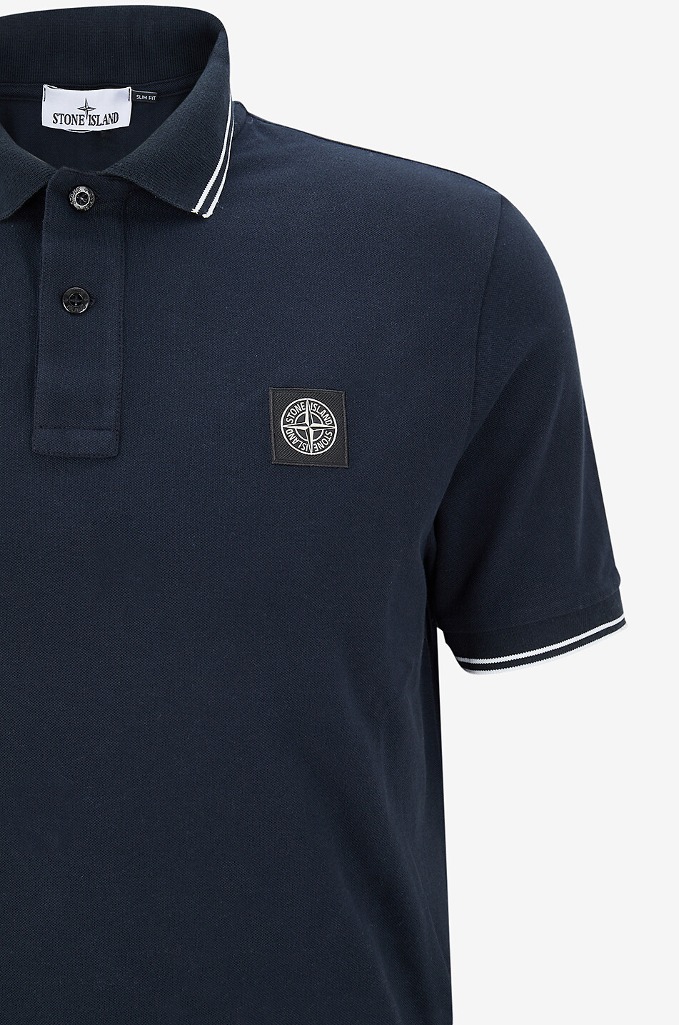STONE ISLAND Polo slim à manches courtes 200007 Organic Cotton Stretch Homme BLEU FONCE 3