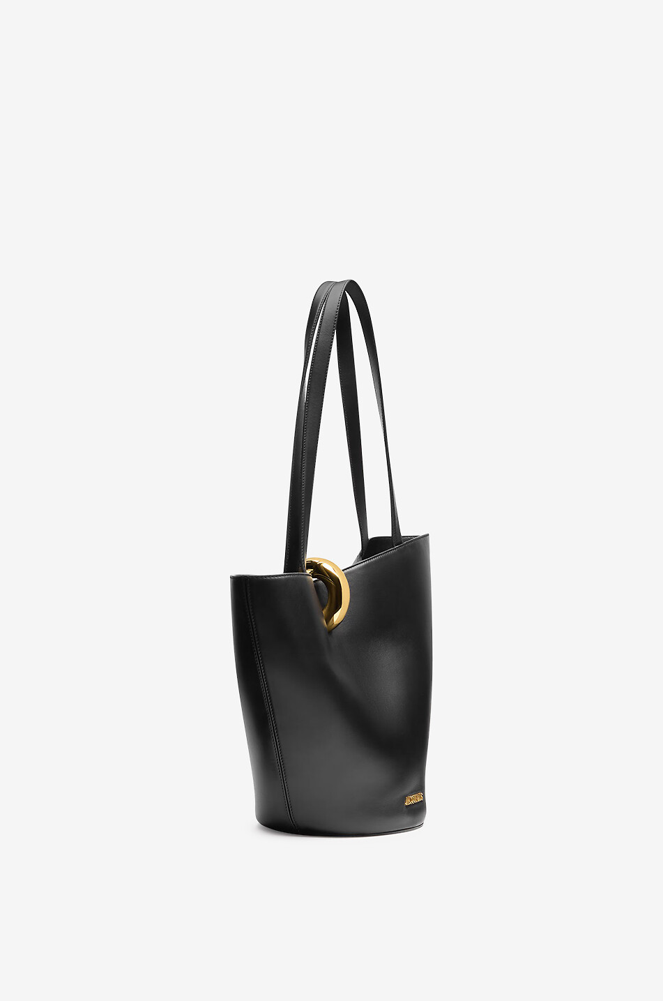 JACQUEMUS Asymmetrische Glattleder-Buckettasche Le Bambola Moyen Damen SCHWARZ 3