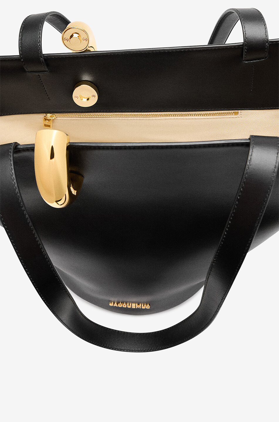 JACQUEMUS Asymmetrische Glattleder-Buckettasche Le Bambola Moyen Damen SCHWARZ 5