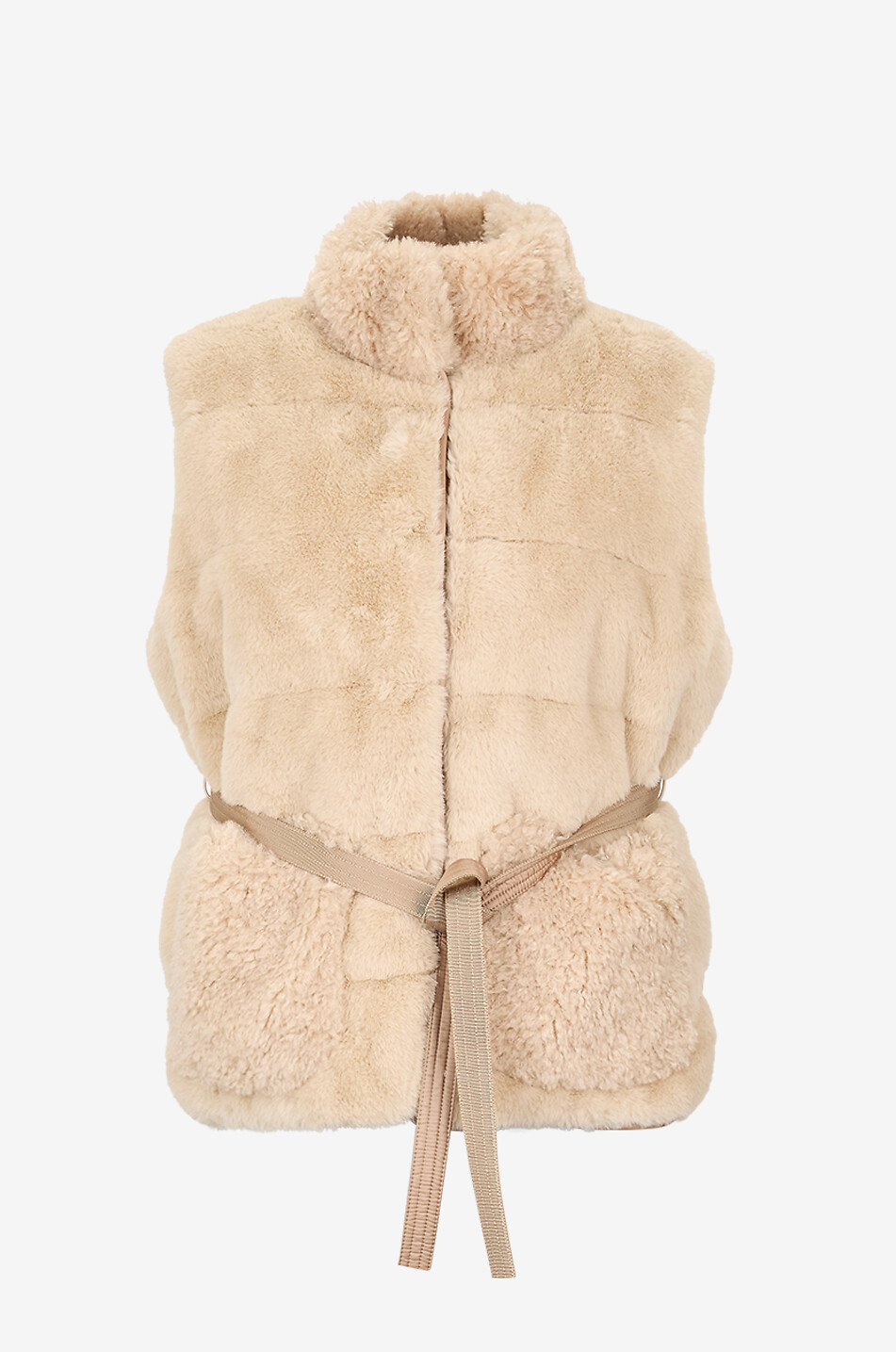 MONCLER Joui faux fur quilted vest Women BEIGE 1