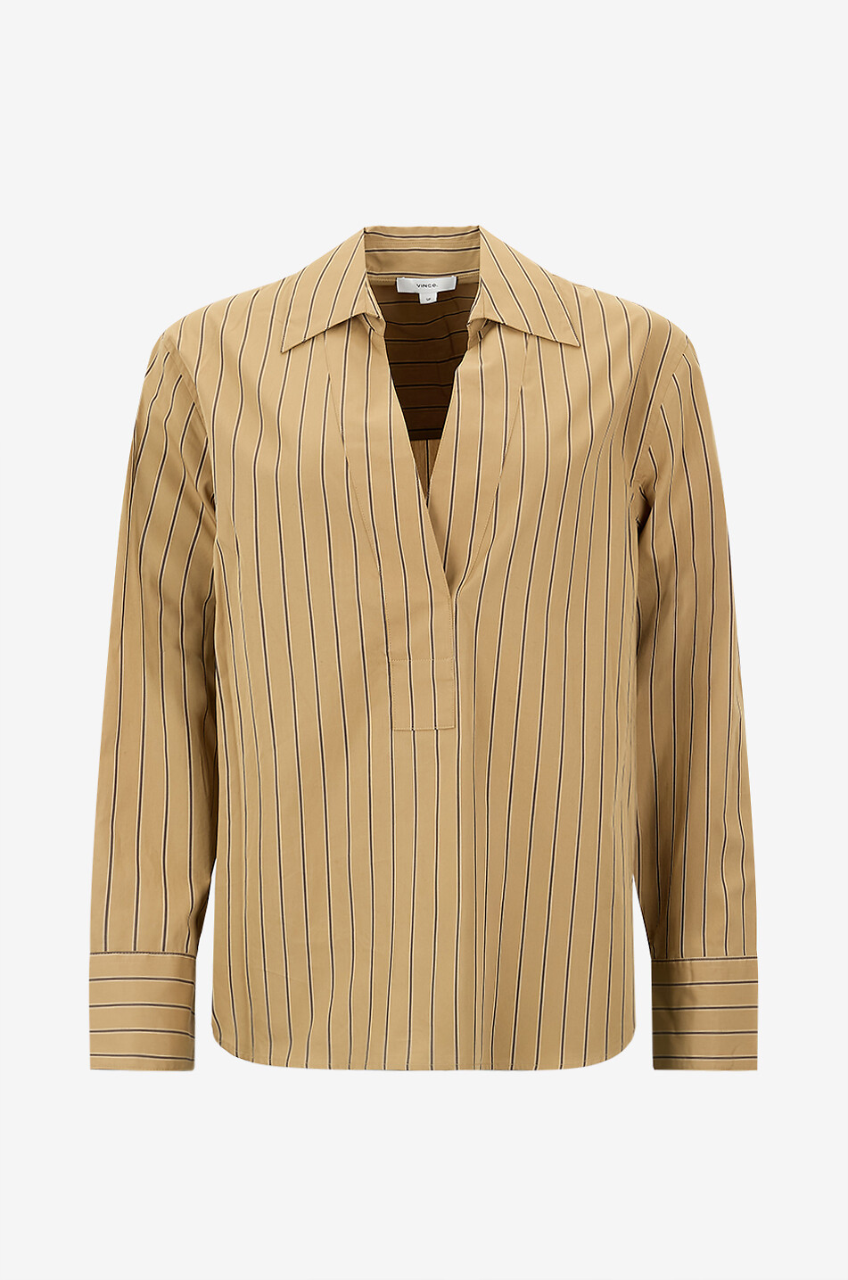VINCE Striped long-sleeve popeline shirt Women BEIGE 1