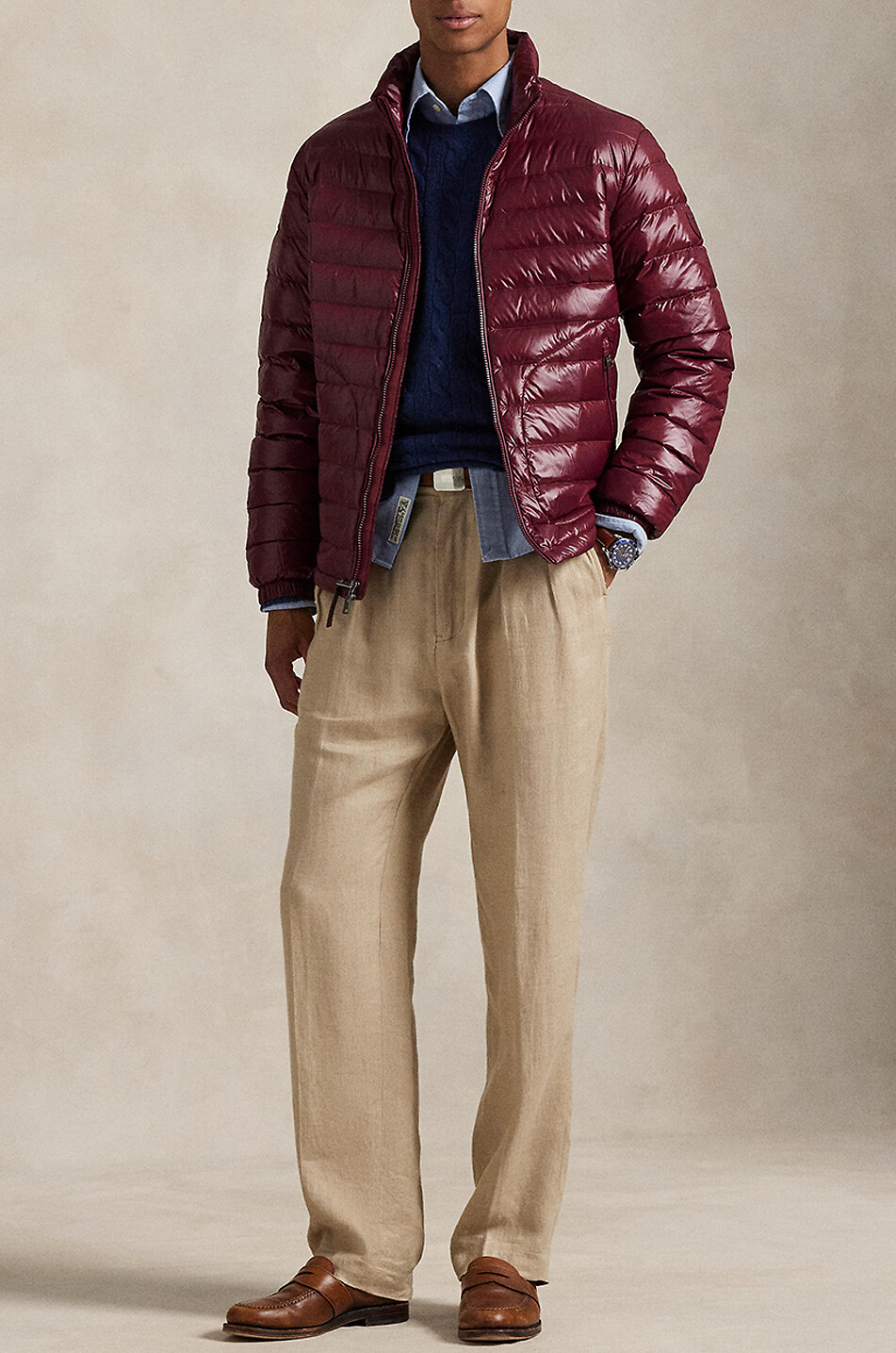 POLO RALPH LAUREN Pony crewneck cable-knit jumper in wool and cashmere Men DARK BLUE 2