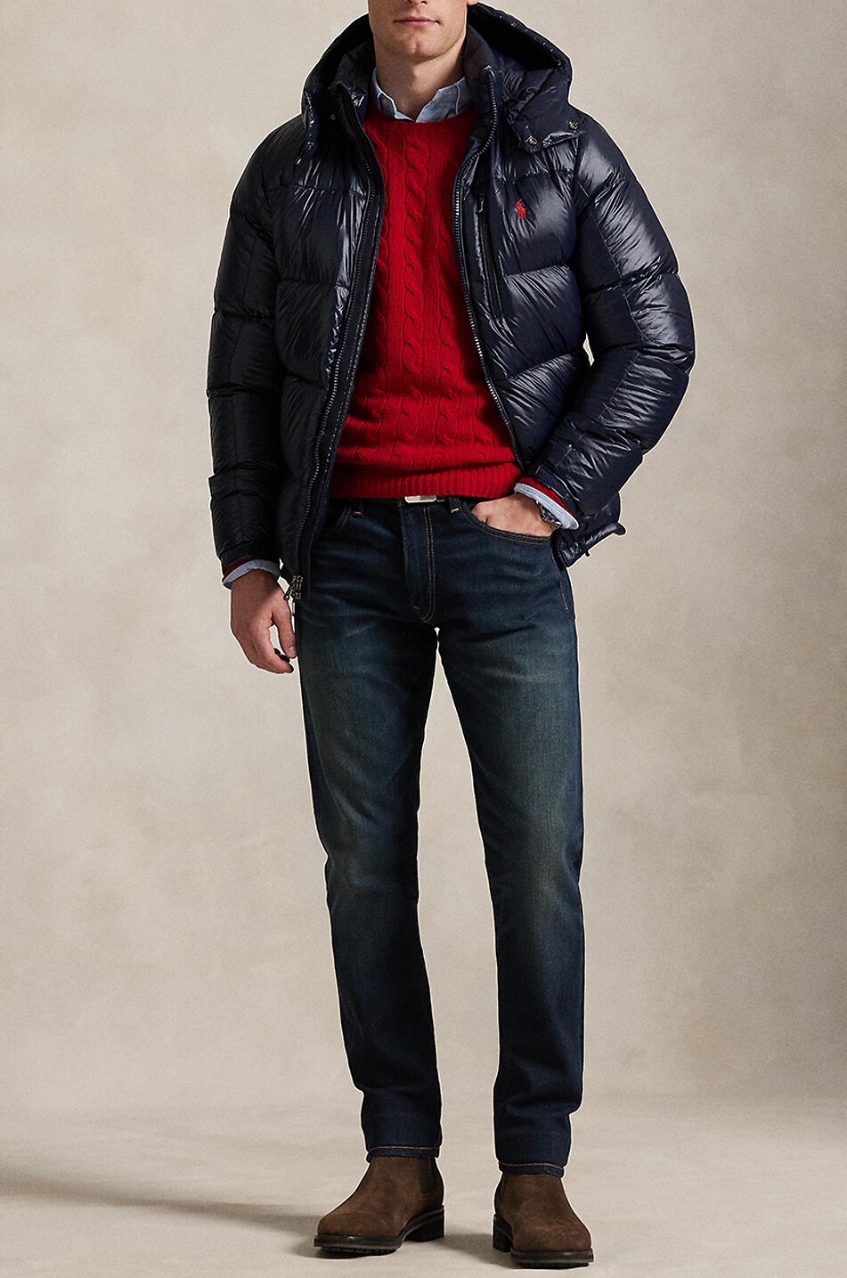 POLO RALPH LAUREN Pony crewneck cable-knit jumper in wool and cashmere Men RED 2