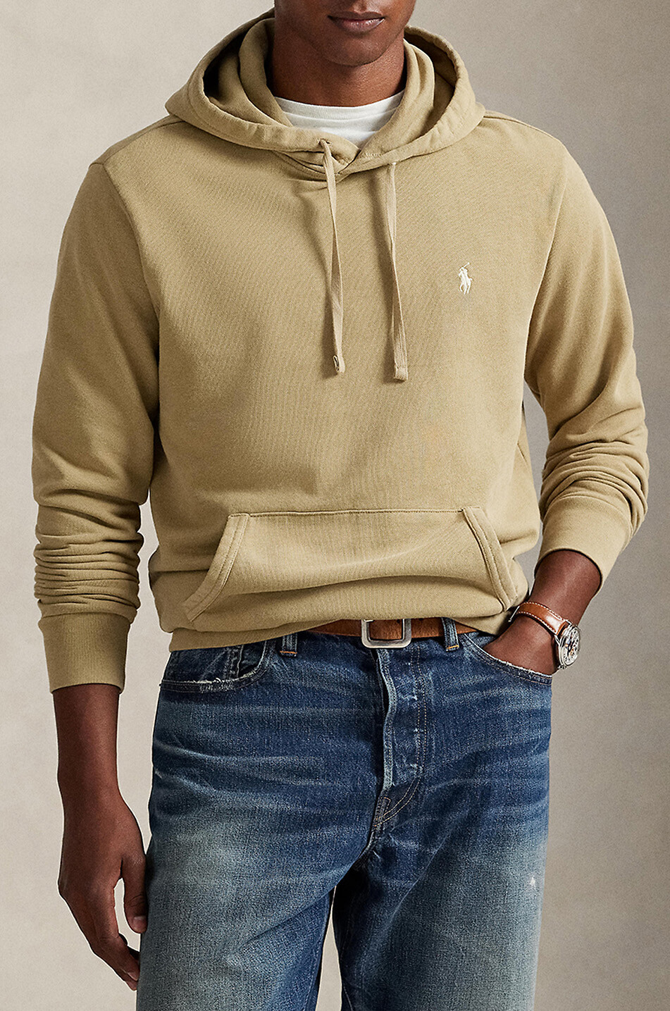 POLO RALPH LAUREN Pony embroidered hooded sweatshirt Men KHAKI 5